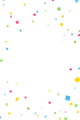 3D colorful confetti vertical background.