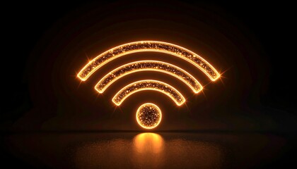 Glowing wifi symbol, diamond dust