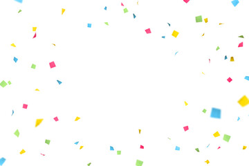 3D colorful confetti background.