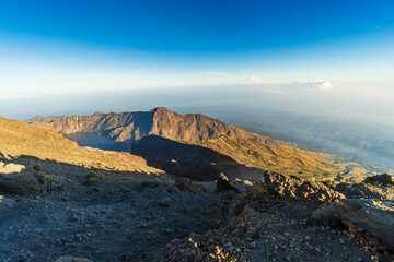 View at Mount Rinjani, Lombok active volcano in Indonesia. Short is taken in the morning  with...