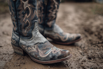 Close Up of a Person Wearing Cowboy Boots