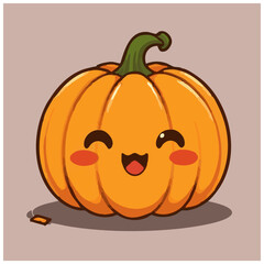 A cute lovely joy pumpkin with grey shirt cartoon character illustration