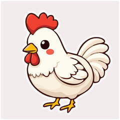 A cute lovely rooster cartoon character illustration