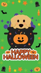 Cute Golden Retriever Halloween Party