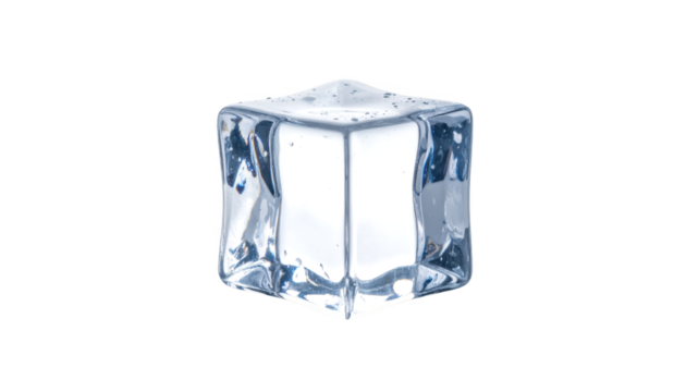 Single ice cube isolated on transparent background