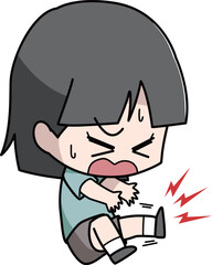 足がつる女の子のイラスト