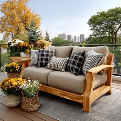 Stylish garden seating with soft cushions high resolution picture