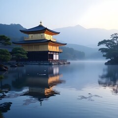 Obraz premium Serene Asian Landscapes & Traditional Architecture