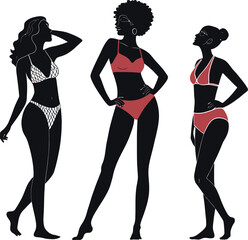 Bikini Girl National Bikini Day Silhouette Icon Vectors