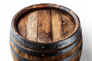 Obraz premium Close up, Wooden Barrel Isolated On White Background