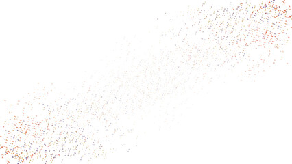Gold metallic confetti rain isolated on transparent background, golden party and anniversary celebration overlay vertical social media design element.