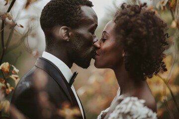 Interracial couple kiss wedding kissing adult.