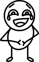 Laughing Standing Stickman Vector Outline