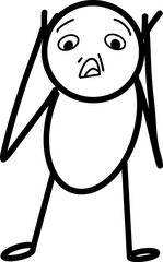 Shocked Stickman Expression Vector Outline