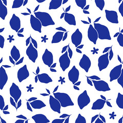 Hand drawn floral pattern with lemon