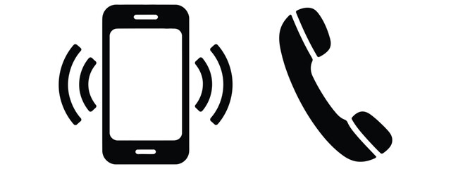 Simple ringing phone icon set, vector smartphone symbols for call, alert and communication designs


