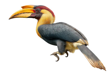 Fototapeta premium Hornbill bird with transparent background in high resolution PNG style, isolated wildlife illustration perfect for cutout and design projects