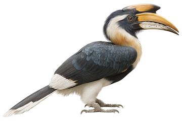 Fototapeta premium Hornbill bird with transparent background in high resolution PNG style, isolated wildlife illustration perfect for cutout and design projects
