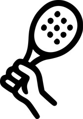 Hand Holding Padel Racket Outline Style
