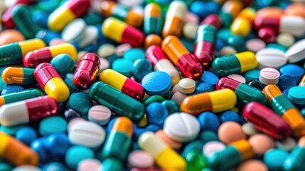 A colorful assortment of pills and capsules in a pile.