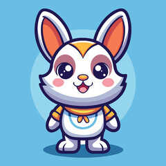 Cute cartoon rabbit character with big eyes and a cheerful expression