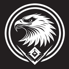 Obraz premium Stylized Logo Design Featuring an Eagle Head Emblem and Geometric Crest 
