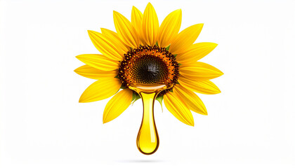Obraz premium Sunflowers and oil production images on a white isolated background.
