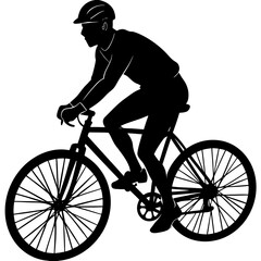 Silhouette of Man Riding Sport Bicycle – Standing Position, Casual Clothing

