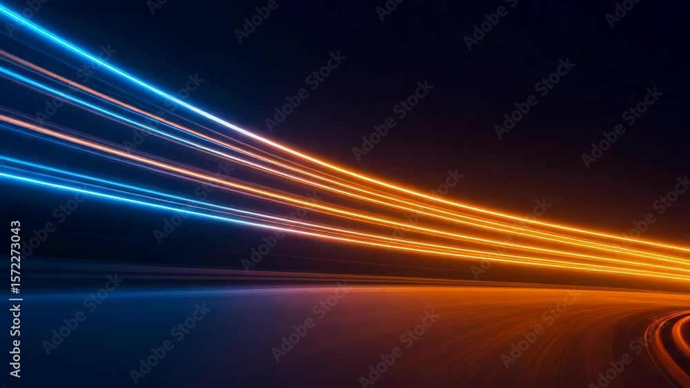 Poster abstract light trails create a sense of speed and futuristic motion