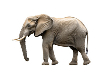 Fototapeta premium African Elephant, Walking Pose, Isolated on Transparent PNG, High-Resolution Image