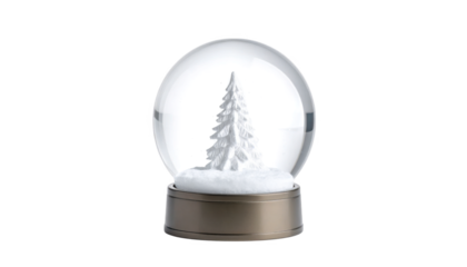 Snow globe with christmas tree ornament isolated on transparent background