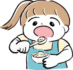 アイスを食べる女の子のイラスト
