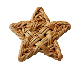 Woven Straw Star Holiday Ornament Traditional Craft Festive Decor on transparent background