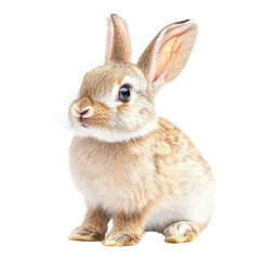 Fototapeta premium Adorable Baby Bunny Rabbit, Isolated on Transparent PNG, Cute, Fluffy