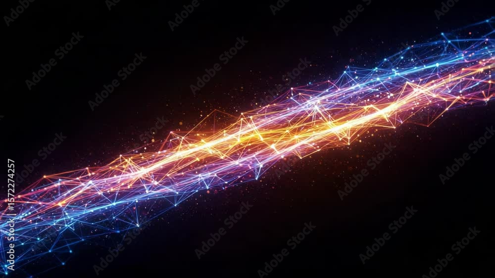 Poster a glowing network of interconnected lines represents futuristic data communication and technology