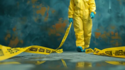 Hazmat Suit and Caution Tape, Danger Zone Scene