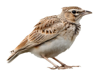 Naklejka premium Skylark bird isolated on transparent background in mid-flight - high resolution PNG with clean cutout edge
