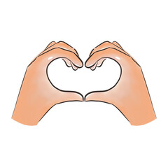 Fototapeta premium illustration of two human hands forming a heart minimal shape warm light skin tone The focus is on the gesture, conveying love, affection, or care
