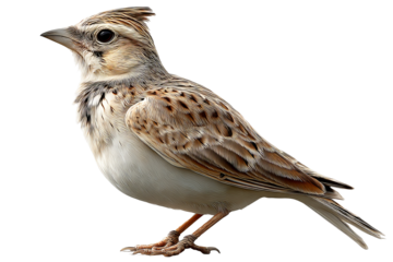Skylark bird isolated on transparent background in mid-flight - high resolution PNG with clean cutout edge