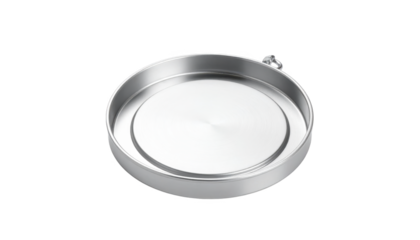 Stainless steel round dish isolated on transparent background