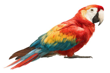 Naklejka premium Vibrant macaw parrot isolated on transparent background - high resolution PNG cutout for design projects