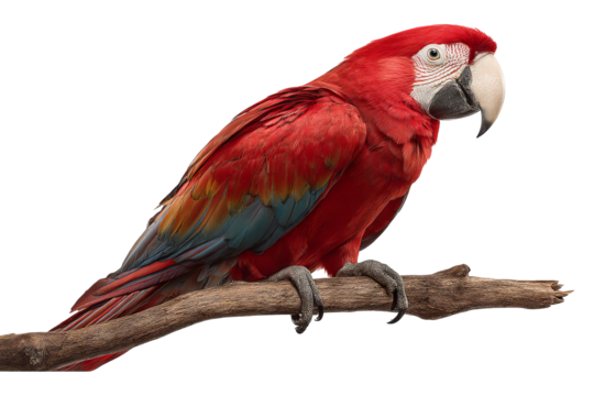 Vibrant macaw parrot isolated on transparent background - high resolution PNG cutout for design projects
