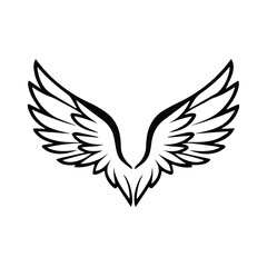Obraz premium Angel wings graphic design with no demographic details. Stylized illustration of outstretched wings against a white background.