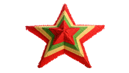 Star shaped decoration with colors isolated on transparent background