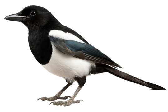 Vibrant magpie isolated on transparent background - high resolution PNG digital illustration for design projects - Powered by Adobe