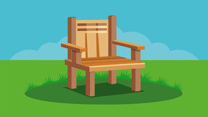 Serene Wooden Chair in a Lush Green Garden
