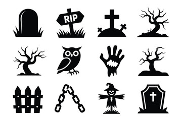 Halloween owl and scarecrow icons

