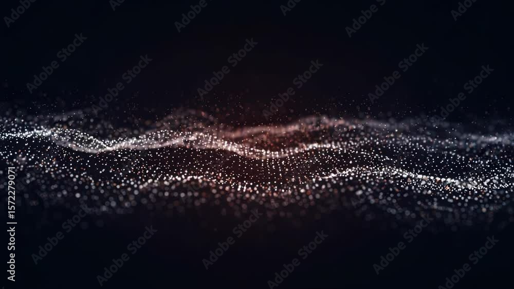 Aufkleber abstract white particle waves flow smoothly across a dark background, creating a futuristic feel