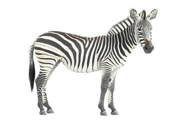 Fototapeta premium Plains Zebra, isolated on transparent PNG, wildlife photo, detailed, realistic, profile view.