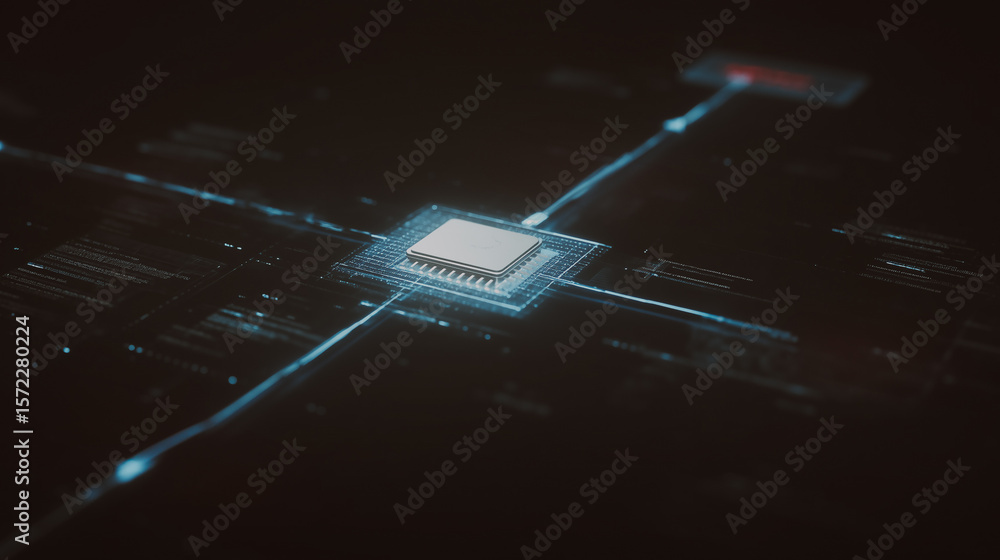 Poster central processing unit: a high-tech image of a central processing unit (cpu) at the heart of a comp
